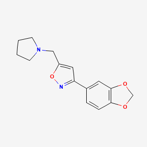 molecular formula C15H16N2O3 B4331072 3-(1,3-benzodioxol-5-yl)-5-(pyrrolidin-1-ylmethyl)isoxazole 