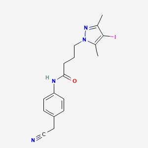 molecular formula C17H19IN4O B4331111 N-[4-(cyanomethyl)phenyl]-4-(4-iodo-3,5-dimethyl-1H-pyrazol-1-yl)butanamide 