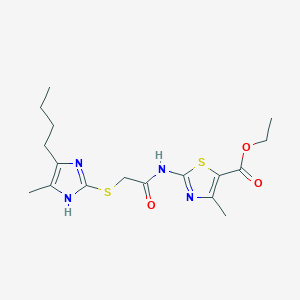 molecular formula C17H24N4O3S2 B4331136 ethyl 2-({[(5-butyl-4-methyl-1H-imidazol-2-yl)thio]acetyl}amino)-4-methyl-1,3-thiazole-5-carboxylate 