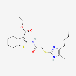molecular formula C21H29N3O3S2 B4331140 ethyl 2-({[(5-butyl-4-methyl-1H-imidazol-2-yl)thio]acetyl}amino)-4,5,6,7-tetrahydro-1-benzothiophene-3-carboxylate 