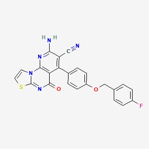 molecular formula C23H14FN5O2S B4331167 2-amino-4-{4-[(4-fluorobenzyl)oxy]phenyl}-5-oxo-5H-pyrido[3,2-e][1,3]thiazolo[3,2-a]pyrimidine-3-carbonitrile 