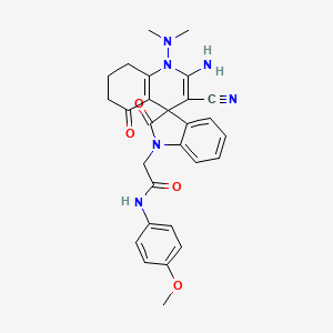 molecular formula C28H28N6O4 B4331173 2-[2'-amino-3'-cyano-1'-(dimethylamino)-2,5'-dioxo-5',6',7',8'-tetrahydro-1'H-spiro[indole-3,4'-quinolin]-1(2H)-yl]-N-(4-methoxyphenyl)acetamide 