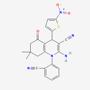 molecular formula C23H19N5O3S B4331184 2-amino-1-(2-cyanophenyl)-7,7-dimethyl-4-(5-nitro-2-thienyl)-5-oxo-1,4,5,6,7,8-hexahydroquinoline-3-carbonitrile 