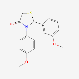 molecular formula C17H17NO3S B4331215 2-(3-甲氧基苯基)-3-(4-甲氧基苯基)-1,3-噻唑烷-4-酮 