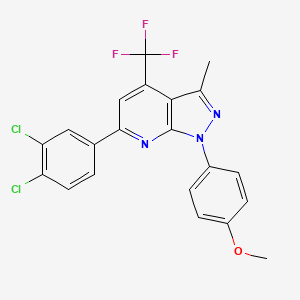 molecular formula C21H14Cl2F3N3O B4331233 6-(3,4-dichlorophenyl)-1-(4-methoxyphenyl)-3-methyl-4-(trifluoromethyl)-1H-pyrazolo[3,4-b]pyridine 