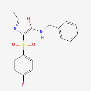 molecular formula C17H15FN2O3S B4331247 N-benzyl-4-[(4-fluorophenyl)sulfonyl]-2-methyl-1,3-oxazol-5-amine 