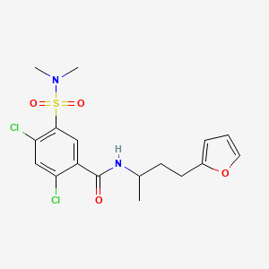 molecular formula C17H20Cl2N2O4S B4331251 2,4-dichloro-5-[(dimethylamino)sulfonyl]-N-[3-(2-furyl)-1-methylpropyl]benzamide 