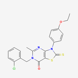 molecular formula C21H18ClN3O2S2 B4331262 6-(2-chlorobenzyl)-3-(4-ethoxyphenyl)-5-methyl-2-thioxo-2,3-dihydro[1,3]thiazolo[4,5-d]pyrimidin-7(6H)-one 