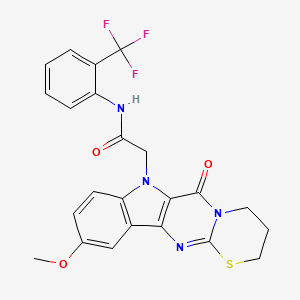 molecular formula C23H19F3N4O3S B4331266 2-(10-methoxy-6-oxo-3,4-dihydro-2H-[1,3]thiazino[3',2':1,2]pyrimido[5,4-b]indol-7(6H)-yl)-N-[2-(trifluoromethyl)phenyl]acetamide 