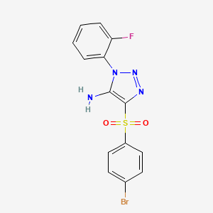 molecular formula C14H10BrFN4O2S B4331274 4-[(4-bromophenyl)sulfonyl]-1-(2-fluorophenyl)-1H-1,2,3-triazol-5-amine 