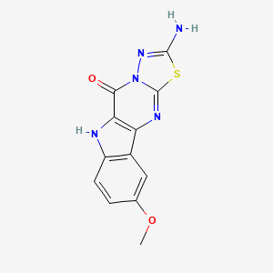 molecular formula C12H9N5O2S B4331282 2-amino-9-methoxy[1,3,4]thiadiazolo[3',2':1,2]pyrimido[5,4-b]indol-5(6H)-one 