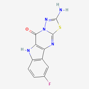 molecular formula C11H6FN5OS B4331284 2-amino-9-fluoro[1,3,4]thiadiazolo[3',2':1,2]pyrimido[5,4-b]indol-5(6H)-one 