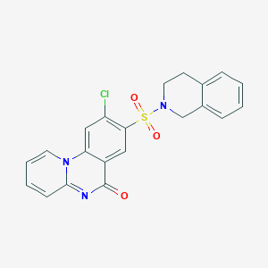 molecular formula C21H16ClN3O3S B4331287 9-chloro-8-(3,4-dihydroisoquinolin-2(1H)-ylsulfonyl)-6H-pyrido[1,2-a]quinazolin-6-one 