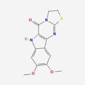 molecular formula C14H13N3O3S B4331363 8,9-dimethoxy-2,3-dihydro[1,3]thiazolo[3',2':1,2]pyrimido[5,4-b]indol-5(6H)-one 