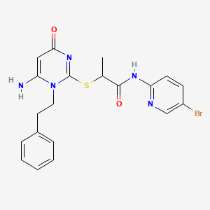 molecular formula C20H20BrN5O2S B4331372 2-{[6-amino-4-oxo-1-(2-phenylethyl)-1,4-dihydropyrimidin-2-yl]thio}-N-(5-bromopyridin-2-yl)propanamide 