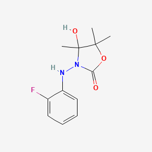 molecular formula C12H15FN2O3 B4331374 3-[(2-fluorophenyl)amino]-4-hydroxy-4,5,5-trimethyl-1,3-oxazolidin-2-one 