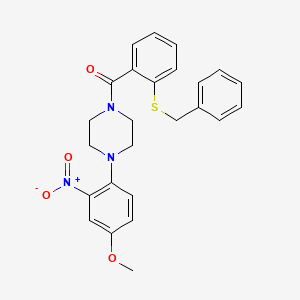molecular formula C25H25N3O4S B4331417 1-[2-(benzylthio)benzoyl]-4-(4-methoxy-2-nitrophenyl)piperazine 