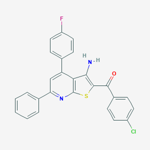 molecular formula C26H16ClFN2OS B433143 [3-Amino-4-(4-fluorophenyl)-6-phenylthieno[2,3-b]pyridin-2-yl](4-chlorophenyl)methanone CAS No. 316358-64-2