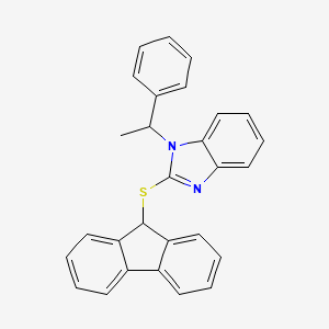 molecular formula C28H22N2S B4331432 2-(9H-fluoren-9-ylthio)-1-(1-phenylethyl)-1H-benzimidazole 