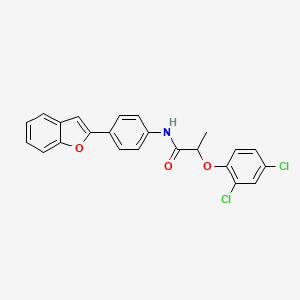 molecular formula C23H17Cl2NO3 B4331435 N-[4-(1-benzofuran-2-yl)phenyl]-2-(2,4-dichlorophenoxy)propanamide 