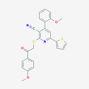 molecular formula C26H20N2O3S2 B433144 4-(2-Methoxyphenyl)-2-{[2-(4-methoxyphenyl)-2-oxoethyl]sulfanyl}-6-(2-thienyl)nicotinonitrile CAS No. 329740-58-1