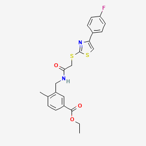 molecular formula C22H21FN2O3S2 B4331509 ethyl 3-{[({[4-(4-fluorophenyl)-1,3-thiazol-2-yl]thio}acetyl)amino]methyl}-4-methylbenzoate 