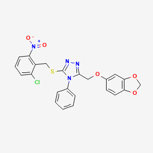 molecular formula C23H17ClN4O5S B4331561 3-[(1,3-benzodioxol-5-yloxy)methyl]-5-[(2-chloro-6-nitrobenzyl)thio]-4-phenyl-4H-1,2,4-triazole 