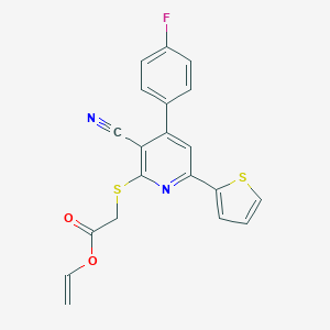 molecular formula C20H13FN2O2S2 B433158 Vinyl 2-[3-cyano-4-(4-fluorophenyl)-6-(2-thienyl)-2-pyridylthio]acetate CAS No. 340816-78-6