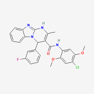 molecular formula C26H22ClFN4O3 B4331606 N-(4-chloro-2,5-dimethoxyphenyl)-4-(3-fluorophenyl)-2-methyl-1,4-dihydropyrimido[1,2-a]benzimidazole-3-carboxamide 
