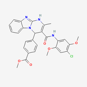 molecular formula C28H25ClN4O5 B4331623 methyl 4-(3-{[(4-chloro-2,5-dimethoxyphenyl)amino]carbonyl}-2-methyl-1,4-dihydropyrimido[1,2-a]benzimidazol-4-yl)benzoate 
