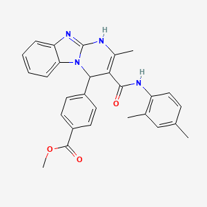 molecular formula C28H26N4O3 B4331625 methyl 4-(3-{[(2,4-dimethylphenyl)amino]carbonyl}-2-methyl-1,4-dihydropyrimido[1,2-a]benzimidazol-4-yl)benzoate 