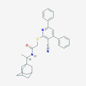 molecular formula C32H33N3OS B433164 N-[1-(1-adamantyl)ethyl]-2-(3-cyano-4,6-diphenylpyridin-2-yl)sulfanylacetamide CAS No. 330180-49-9