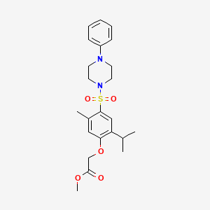 molecular formula C23H30N2O5S B4331655 methyl {2-isopropyl-5-methyl-4-[(4-phenylpiperazin-1-yl)sulfonyl]phenoxy}acetate 