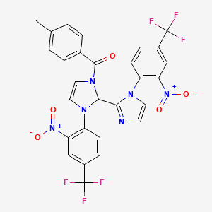 molecular formula C28H18F6N6O5 B4331669 1-(4-methylbenzoyl)-1',3-bis[2-nitro-4-(trifluoromethyl)phenyl]-2,3-dihydro-1H,1'H-2,2'-biimidazole 
