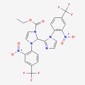 molecular formula C23H16F6N6O6 B4331688 ethyl 1',3-bis[2-nitro-4-(trifluoromethyl)phenyl]-2,3-dihydro-1H,1'H-2,2'-biimidazole-1-carboxylate 