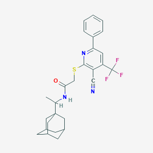 molecular formula C27H28F3N3OS B433171 N-[1-(1-adamantyl)ethyl]-2-[3-cyano-6-phenyl-4-(trifluoromethyl)pyridin-2-yl]sulfanylacetamide CAS No. 309286-02-0