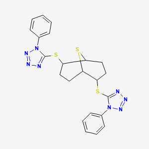 molecular formula C22H22N8S3 B4331728 5,5'-[9-thiabicyclo[3.3.1]nonane-2,6-diylbis(thio)]bis(1-phenyl-1H-tetrazole) 