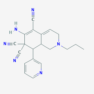 molecular formula C20H20N6 B433174 6-amino-2-propyl-8-(3-pyridinyl)-2,3,8,8a-tetrahydro-5,7,7(1H)-isoquinolinetricarbonitrile CAS No. 368432-86-4
