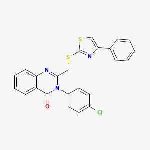 molecular formula C24H16ClN3OS2 B4331753 3-(4-chlorophenyl)-2-{[(4-phenyl-1,3-thiazol-2-yl)thio]methyl}quinazolin-4(3H)-one 