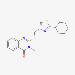 molecular formula C19H21N3OS2 B4331759 2-{[(2-cyclohexyl-1,3-thiazol-4-yl)methyl]thio}-3-methylquinazolin-4(3H)-one 