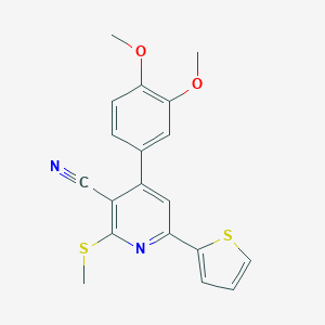 molecular formula C19H16N2O2S2 B433176 4-(3,4-Dimethoxyphenyl)-2-(methylsulfanyl)-6-(2-thienyl)nicotinonitrile CAS No. 445222-06-0