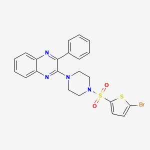 molecular formula C22H19BrN4O2S2 B4331764 2-{4-[(5-bromo-2-thienyl)sulfonyl]piperazin-1-yl}-3-phenylquinoxaline 
