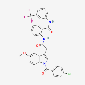 molecular formula C33H25ClF3N3O4 B4331771 2-({[1-(4-chlorobenzoyl)-5-methoxy-2-methyl-1H-indol-3-yl]acetyl}amino)-N-[3-(trifluoromethyl)phenyl]benzamide 
