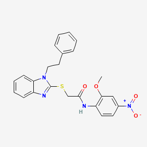 molecular formula C24H22N4O4S B4331788 N-(2-methoxy-4-nitrophenyl)-2-{[1-(2-phenylethyl)-1H-benzimidazol-2-yl]thio}acetamide 