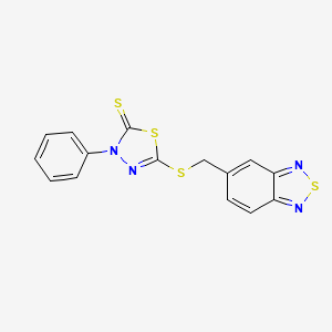 molecular formula C15H10N4S4 B4331841 5-[(2,1,3-benzothiadiazol-5-ylmethyl)thio]-3-phenyl-1,3,4-thiadiazole-2(3H)-thione 