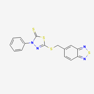 molecular formula C15H10N4S4 B4331841 5-{[(2,1,3-BENZOTHIADIAZOL-5-YL)METHYL]SULFANYL}-3-PHENYL-2,3-DIHYDRO-1,3,4-THIADIAZOLE-2-THIONE 