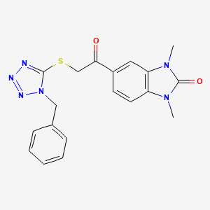 molecular formula C19H18N6O2S B4331862 5-{[(1-benzyl-1H-tetrazol-5-yl)thio]acetyl}-1,3-dimethyl-1,3-dihydro-2H-benzimidazol-2-one 