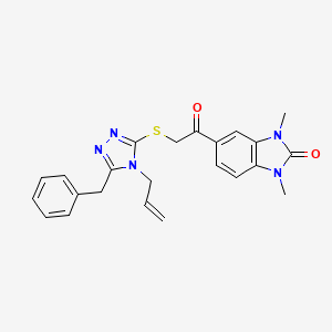 molecular formula C23H23N5O2S B4331868 5-{[(4-allyl-5-benzyl-4H-1,2,4-triazol-3-yl)thio]acetyl}-1,3-dimethyl-1,3-dihydro-2H-benzimidazol-2-one 