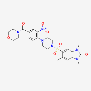 molecular formula C25H30N6O7S B4331883 1,3,5-trimethyl-6-({4-[4-(morpholin-4-ylcarbonyl)-2-nitrophenyl]piperazin-1-yl}sulfonyl)-1,3-dihydro-2H-benzimidazol-2-one 
