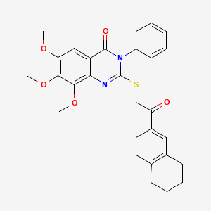 molecular formula C29H28N2O5S B4331896 6,7,8-trimethoxy-2-{[2-oxo-2-(5,6,7,8-tetrahydronaphthalen-2-yl)ethyl]thio}-3-phenylquinazolin-4(3H)-one 